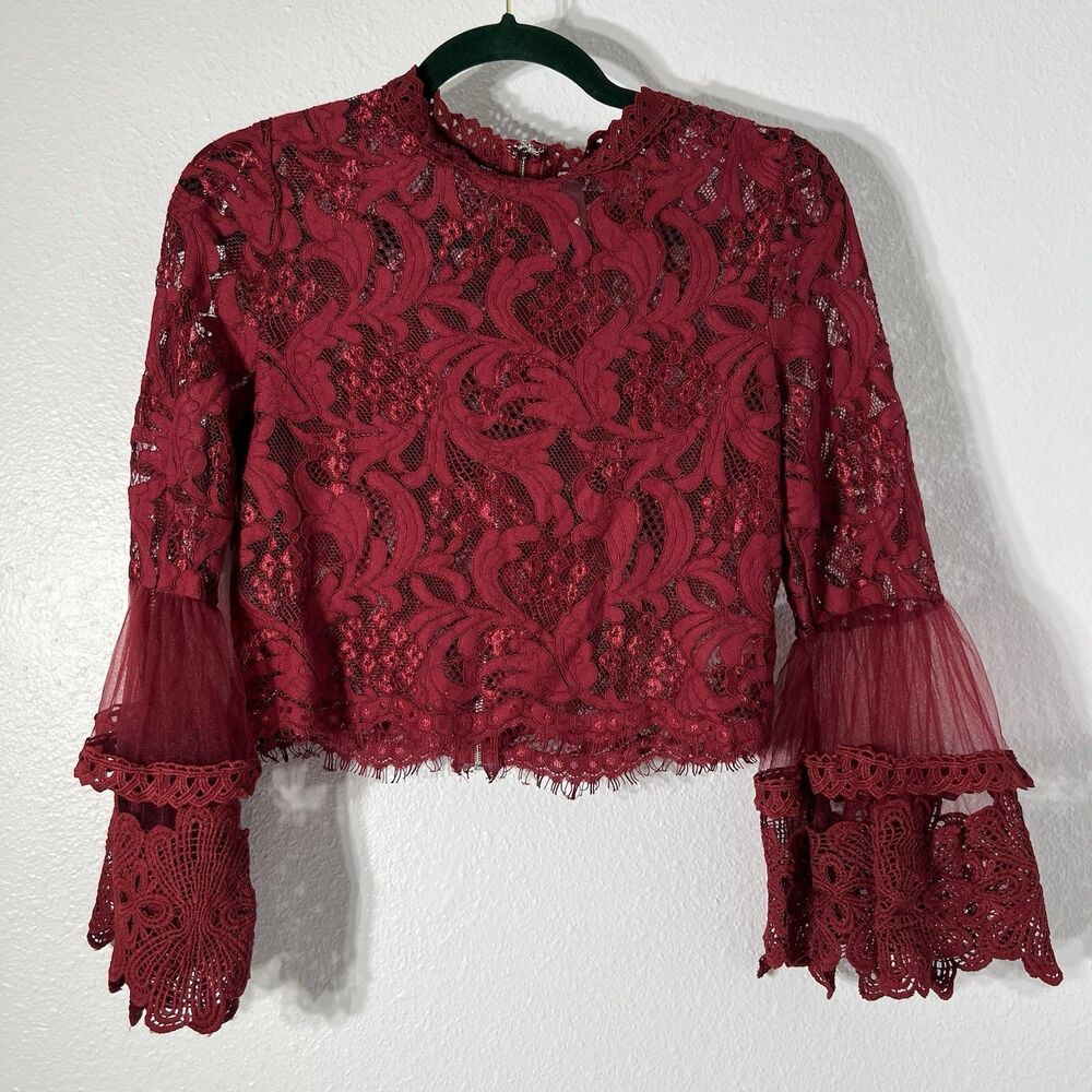 Lovesong Shirt L Red Lace Vampire Romantic Witchy Victorian Whimsigoth Feminine